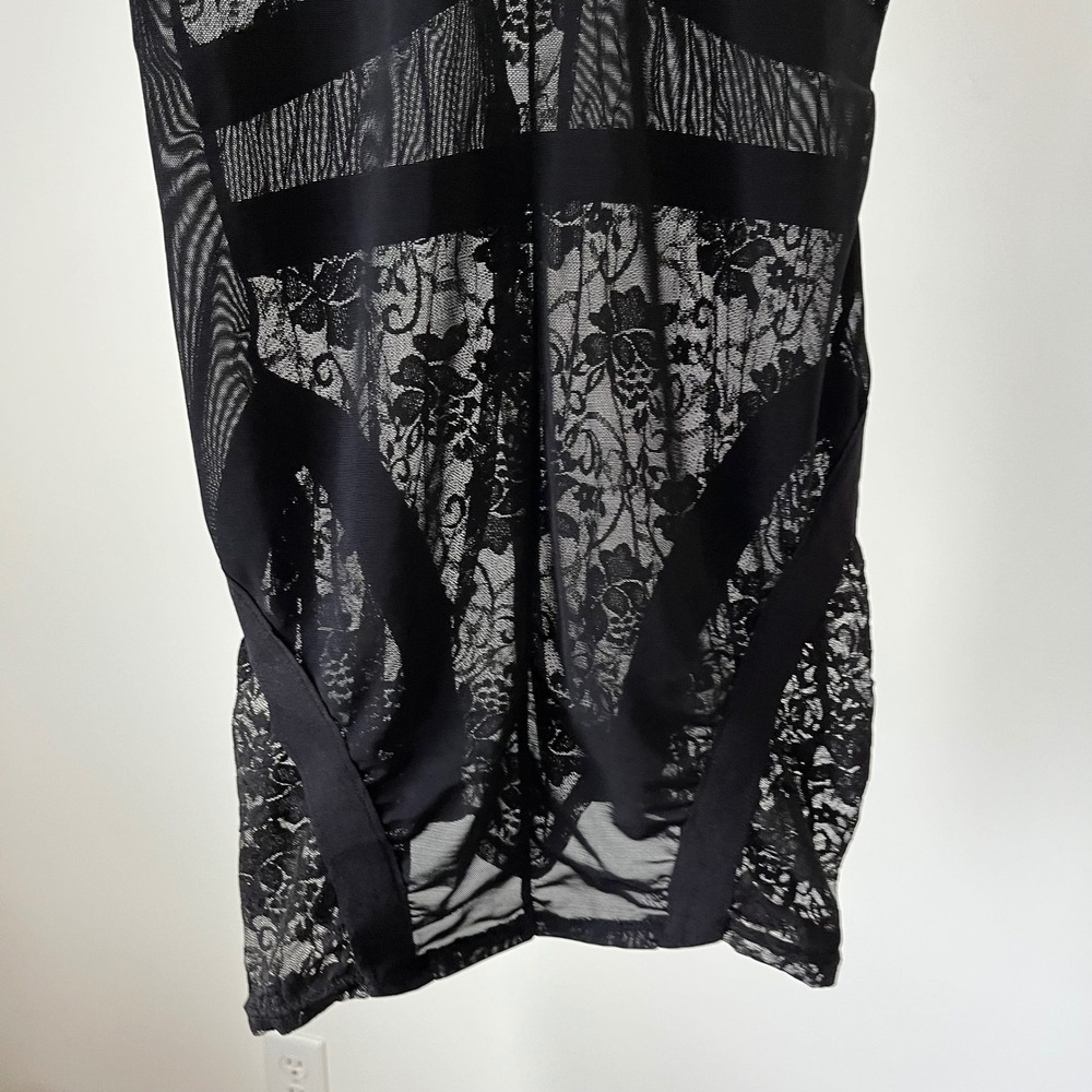 Fredericks of Hollywood Black Lace Chemise Sheer Bodycon Slip Dress Womens Small - Picture 2 of 11